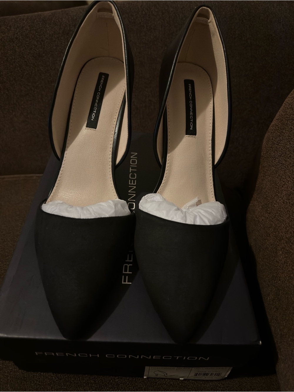 BRAND NEW W2 TAGS French Connection Black Pointed Toe heels D'Orsay Cut. Size 11